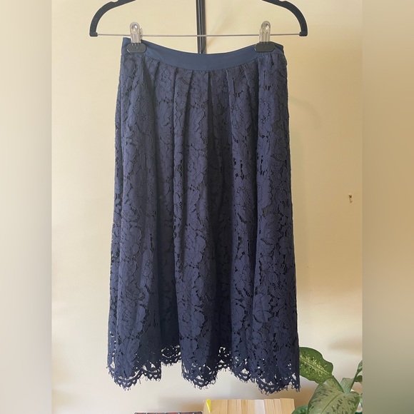 Navy lace midi skirt, Monsoon brand size UK8 / S - Picture 1 of 6